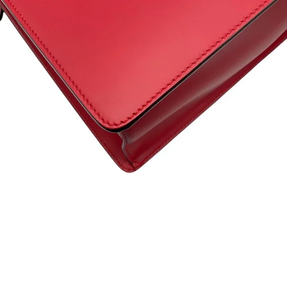 GUCCI RED CALFSKIN LEATHER MEDIUM SYLVIE TWO WAY TOP HANDLE BAG - Picture 10 of 13